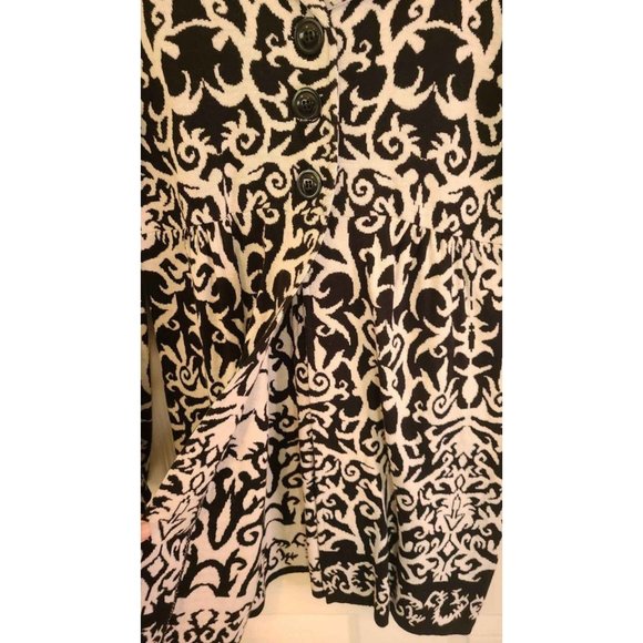 Style & Co. Sweater Black White Floral Womens Coat Size Medium - Picture 4 of 7